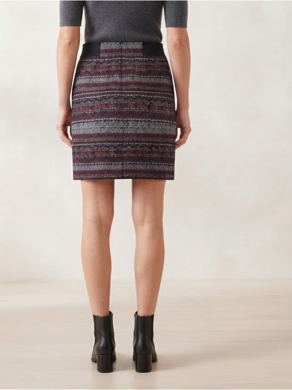 J JILL Tapestry Jacquard Pencil Skirt MP Black/Burgundy $79 Retail NWOT - Picture 8 of 13